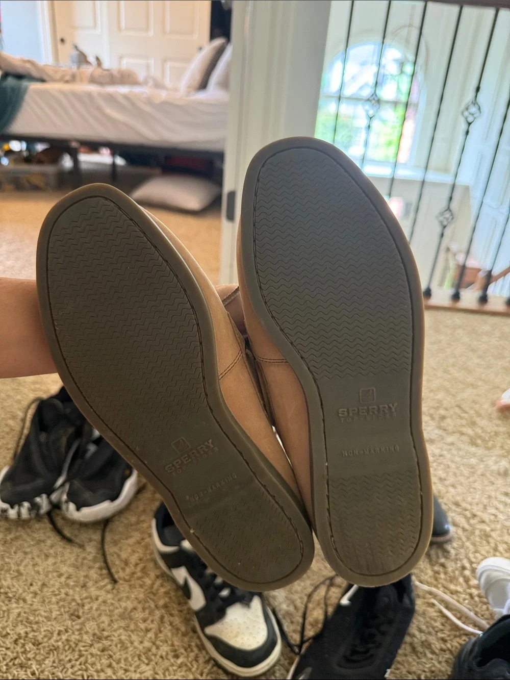 Sperry Kids Tan Suede Moccasins - Lace Boat Shoes